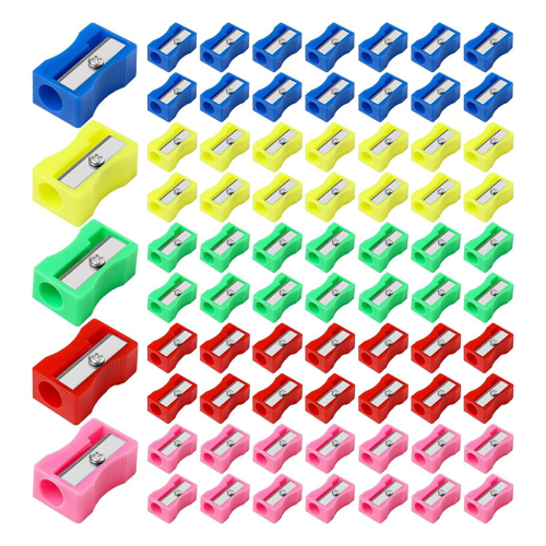 144 Coloured Plastic Pencil Sharpener Mini Handheld Bulk Sharpeners Pocket Sized