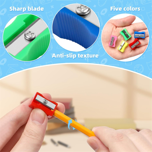 144 Coloured Plastic Pencil Sharpener Mini Handheld Bulk Sharpeners Pocket Sized 1