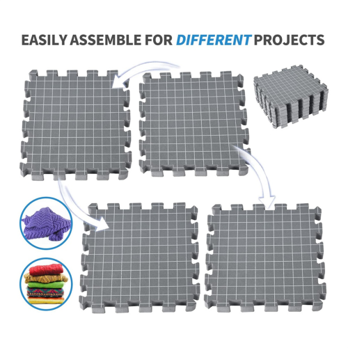 Blocking Mats for Knitting & Crochet Project, Boards with Grids Needlepoint or Crochet,Knitting Grey 1