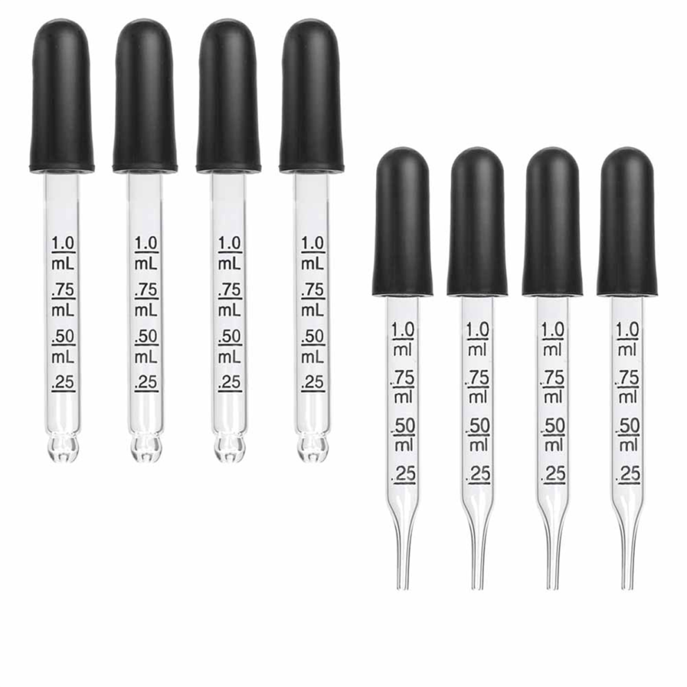Jehiatek 8Pcs 1Ml Eye Dropper, Glass Dropper With Measurements Pipettes Rubber Head Pipette For Medicine