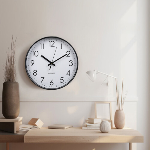 Living And Home 12 Inch Non-Ticking Wall Clock, Black 1
