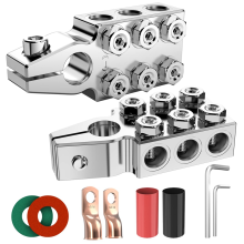 Battery Terminal Connectors, 12-Way Clamps, Terminals Top Post 8AWG Up to 4/0(XL) AWG Gauge