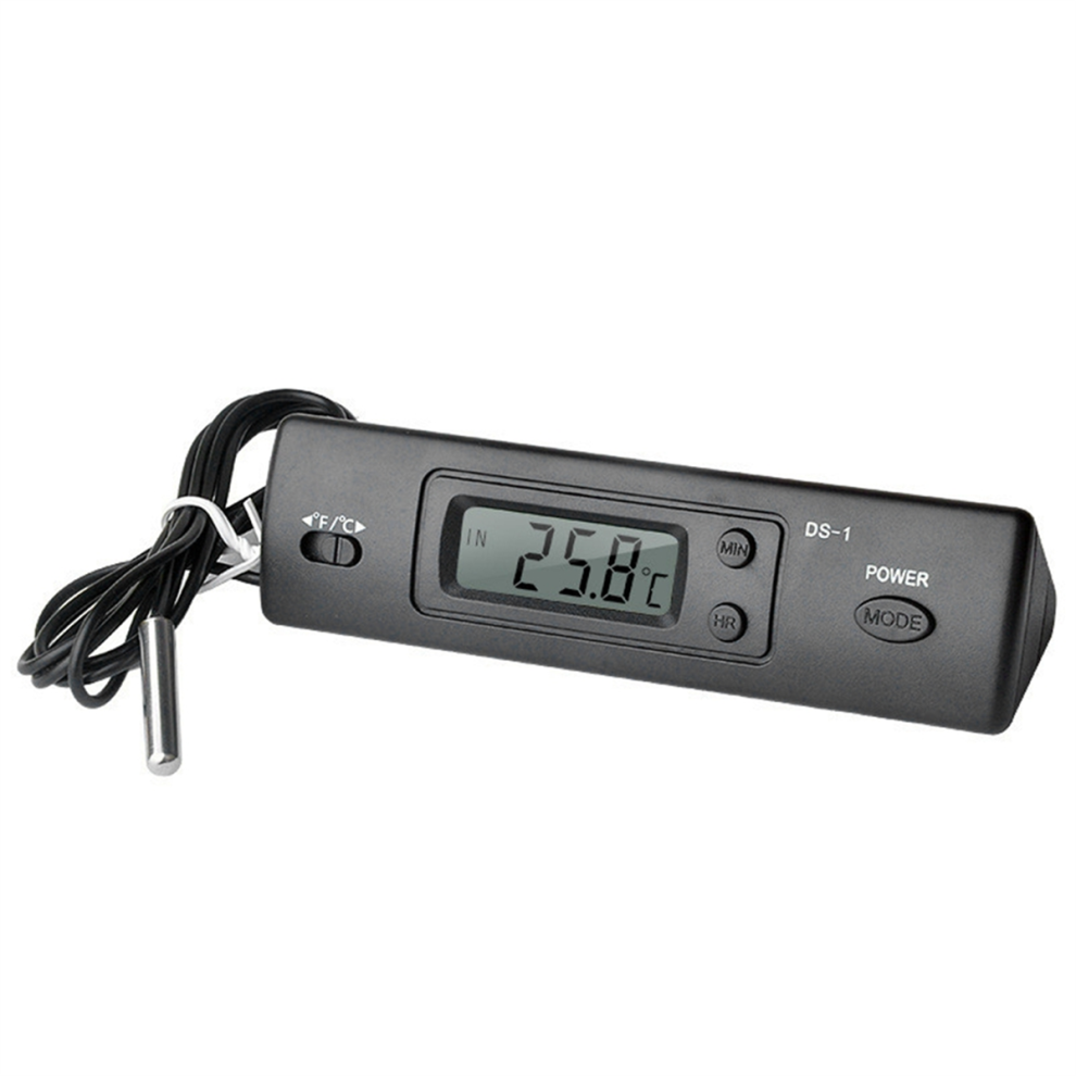 1 Car Thermometer Lcd Display C/F Clock Temperature Sensor Controller Indoor Outdoor Thermostat With Probe 4853504642957