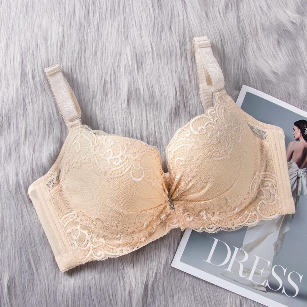 (beige, 42/95D) 80-105 C/d Plus Size Women's Bra Super Push Up Bralette Lace Intimates Sexy Comfortable  Lingerie Undrwear Underwire