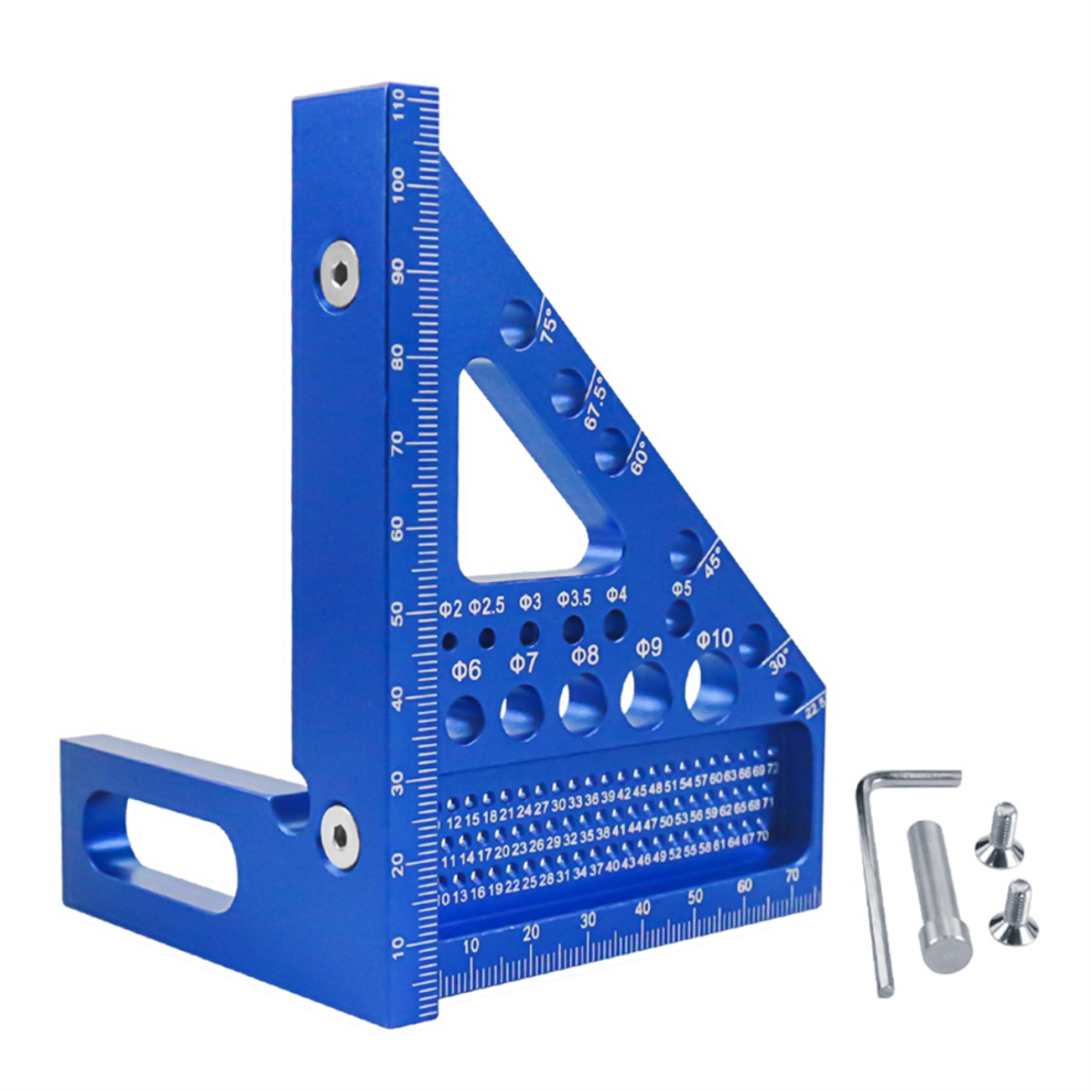 Woodworking Square Protractor, With Dowel Pins,Aluminum Alloy Miter Triangular Ruler,Angler Scriber B 4853504645897