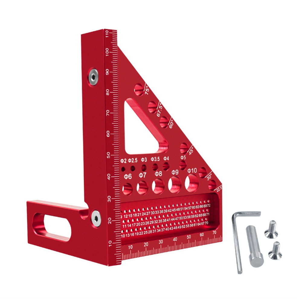 Woodworking Square Protractor, With Dowel Pins,Aluminum Alloy Miter Triangular Ruler,Angler Scriber A 4853504645873