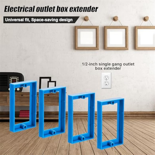 4Pcs 1/2Inch Single Gang Outlet Box Extender,Electrical Extender Receptacle Extension Blue 1