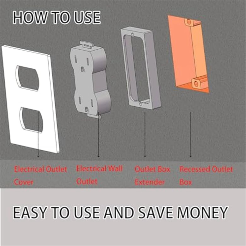 1/2inch Single Gang Outlet Box Extender-Electrical Extender Solution for Electrical Switches & Outlets 1