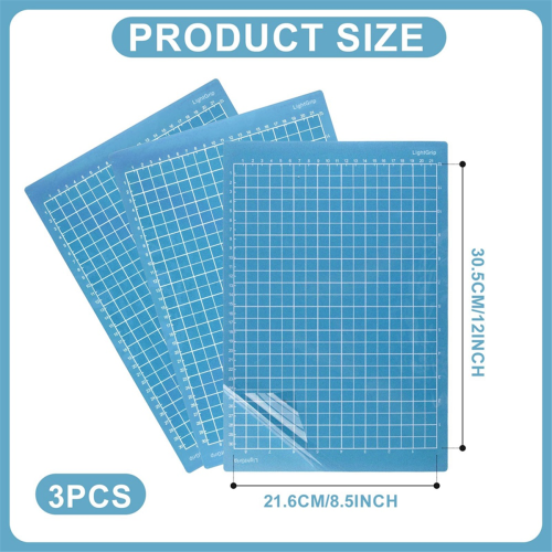 8.5x12inch Cutting Mat (Strong Grip), 3pcs Adhesive Mats Reusable Strong Grip Machine Replacement (Blue) 1