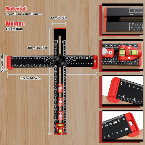 Woodworking 2 in 1 Drilling Positioning Ruler Combination Angle -Shaped Cabinet Hardware Jig 2