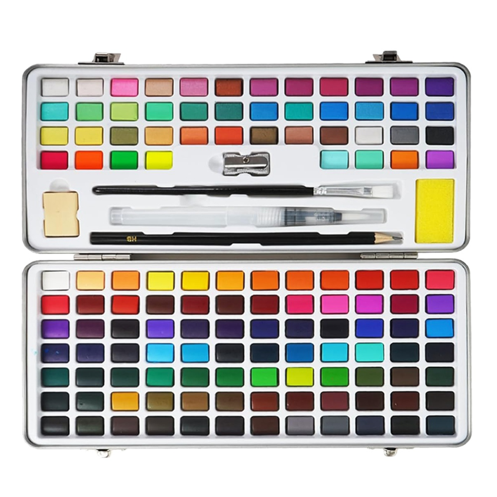 Jehiatek Watercolor Paint Set, 128 Colors With Water Brush Pens And Drawing Pencil - Perfect For Painting,