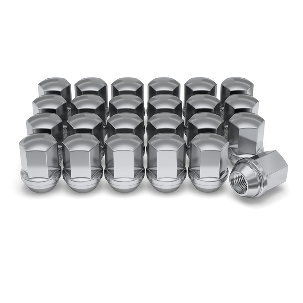1709D-24AM Solid Piece Chrome M14x1.50 Duplex Bulge Lug Nut for Select ///Ram, 24 Pack-image-OPC-PJ89VV9-NEW