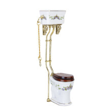 Weinlese Viktorianische Art Badezimmer Porzellan WC Puppenhaus Miniatur +Gold
