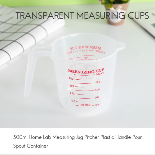 500ml Home Lab Messbecher Kunststoffgriff Ausgussbehälter 2