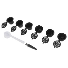 6 Wiederverwendbare Kapseln Nachfüllbarer Kaffee Kapsel Filter Kompatibel mit Maschinen Bürste (6, Schwarz)