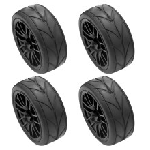 4 Stuecke 1/10 Gummi Reifen Rc Renn Wagen Auf Rad Felge Fit Fuer 9068-6081 Auto Teil