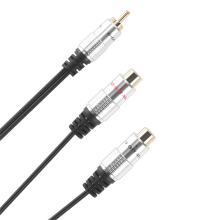 Metall Buchse auf Dual Stecker Vergoldeter Adapter, Stereo-Splitter Y Audio Kabel ( F-2, M) (1 2 Buchse)