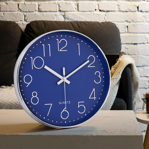 Living And Home 12 Inch Non-Ticking Wall Clock