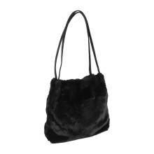 Damen Einkaufen Tasche PlüSch Tragen Schulter UmhäNgetaschen für Frauen Flauschige Handtasche Pelz Hand Tasche, Schwarz