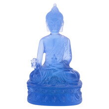 Tibetische Medizin Buddha Statue, Durchscheinendes Harz Skulptur Meditation Spirituelles Sammler StüCk - Blau