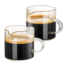 Espressotassen-Set, 2 Stück, 110 Ml, Tassen mit Doppeltem Auslauf, Espresso-Schnapsgläser, Milchbecher , Klares Glas, Espresso
