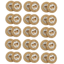 30 StüCk DIY FlaschenöFfner Aus Bambus im Runder Form, Untersetzer, KüHlschrankmagnet, KüHlschrankaufkleber, Bar-Dekoration, BierflaschenöFfner