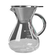 Kaffeekanne Aus Glas mit Filter, Hochtemperaturbeständig, Espressokanne, Kaffeebecher Skala, 600 Ml