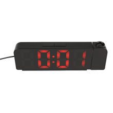 180 Drehung Projektionswecker 12/24H LED Digitaluhr USB-Aufladung Deckenprojektor (Rot)