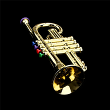 Trompete Kindermusikalisches Lernspielzeug Blasinstrumente ABS Gold mit 4 Farbigen Tasten für Kinder