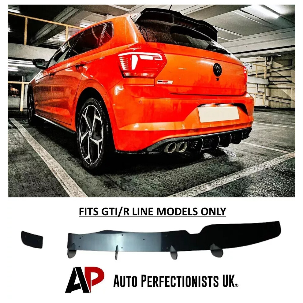 For Vw Polo Mk6 Aw Gti R Line Rear Blade Fin Diffuser Spoiler Body Kit Black 5061072660320