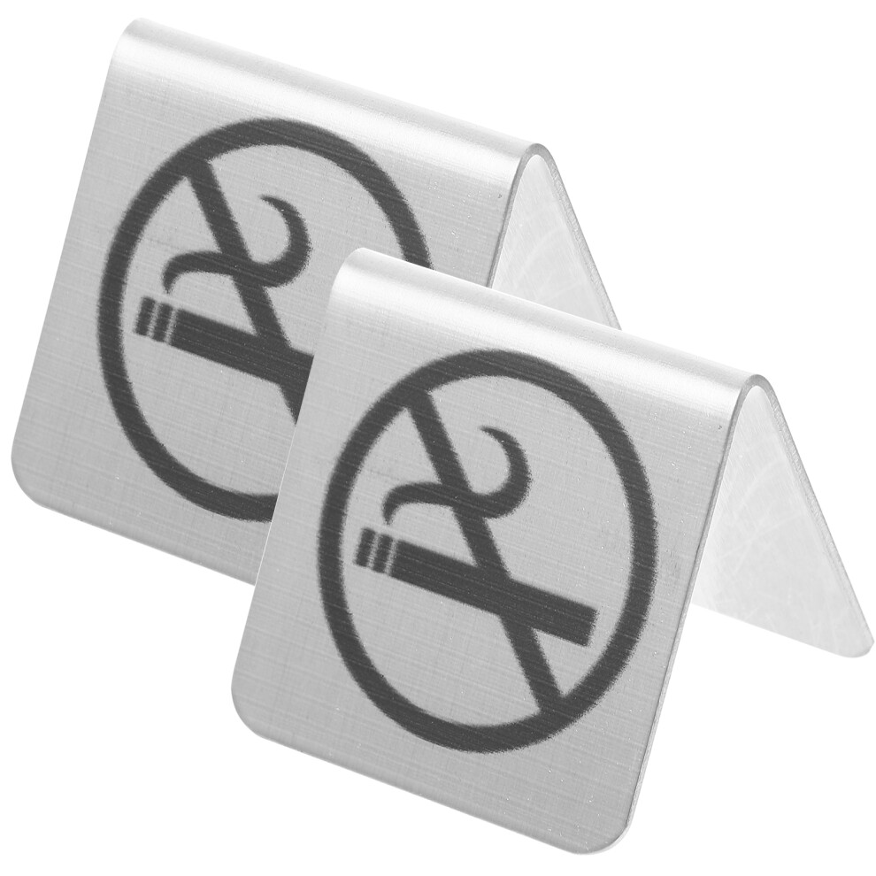 2pcs Stainless Steel Double-sided Non Smoking Table Signs-image-OPC-PJ8BRPG-NEW