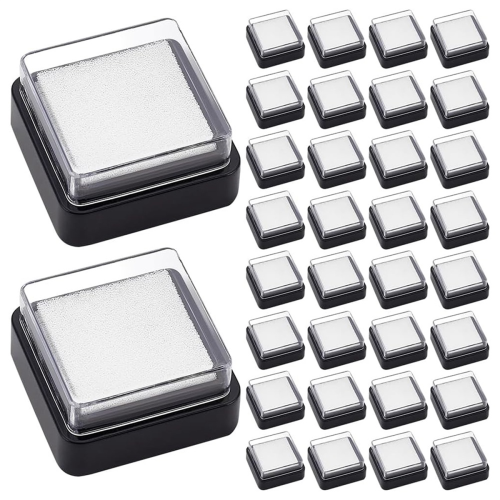30PCS Empty Blank Ink Pad No Mini Thumbprint Stamp Black Quick Drying Foam Uninked Pads