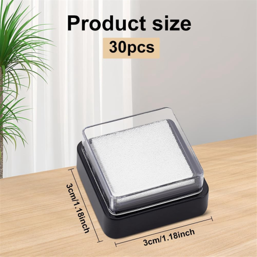 30PCS Empty Blank Ink Pad No Mini Thumbprint Stamp Black Quick Drying Foam Uninked Pads 2