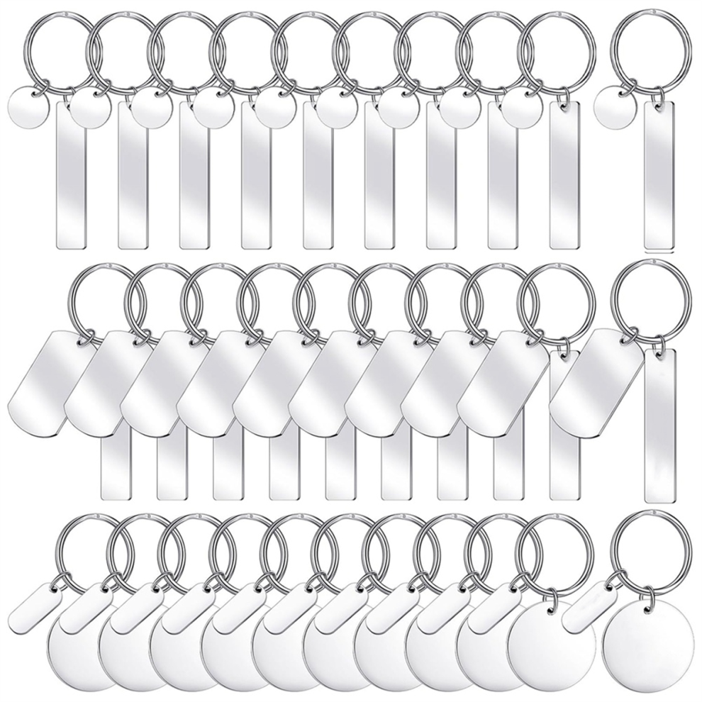 30Pcs Engravable Metal Keychain Stamping Blanks For Engraving Stainless Steel Blank Key Ring Tags,Stamping Tags 4853961878753