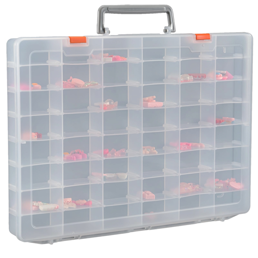 Saudism Large 48 Grids Plastic Organizer Box With Adjustable Dividers,Craft Storage Organizer, Tackle Organizer,Transparent