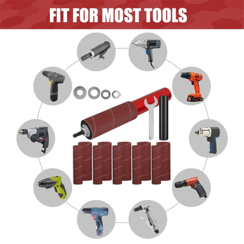 Drum Sander Set,Rubber Sanding Spindle Adapter, with 120 Grit Sandpaper Drum, Sleeves Power Drill 2