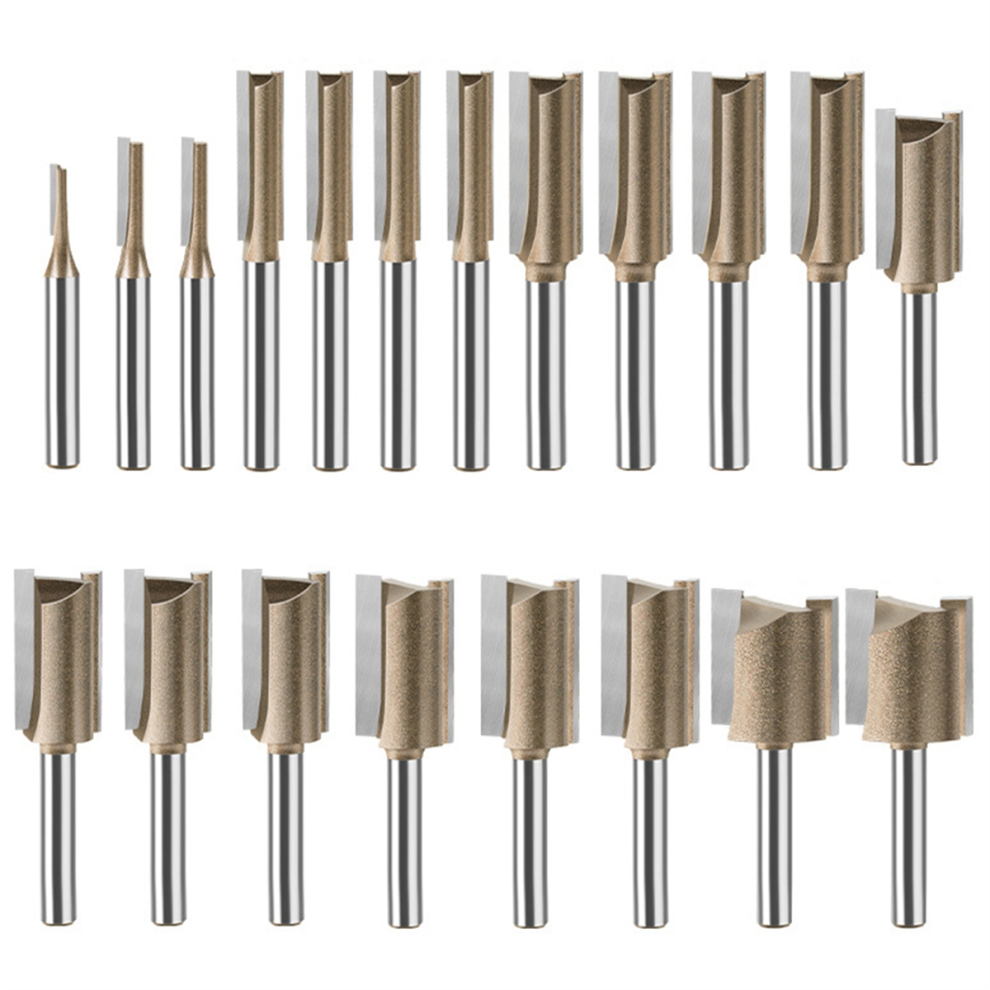 20Pcs 1/4Inch Shank 3-25Mm Woodworking Straight Knife Router Bit Milling Cutter Trimming Machine Engraving 4853961882279