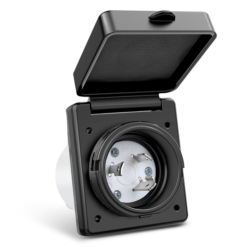 30 Amp Rv Shore Power Inlet 125V Twist Lock Receptacle Nema L5-30P Enclosed Lockable Flanged Male Plug Box 4853961880695