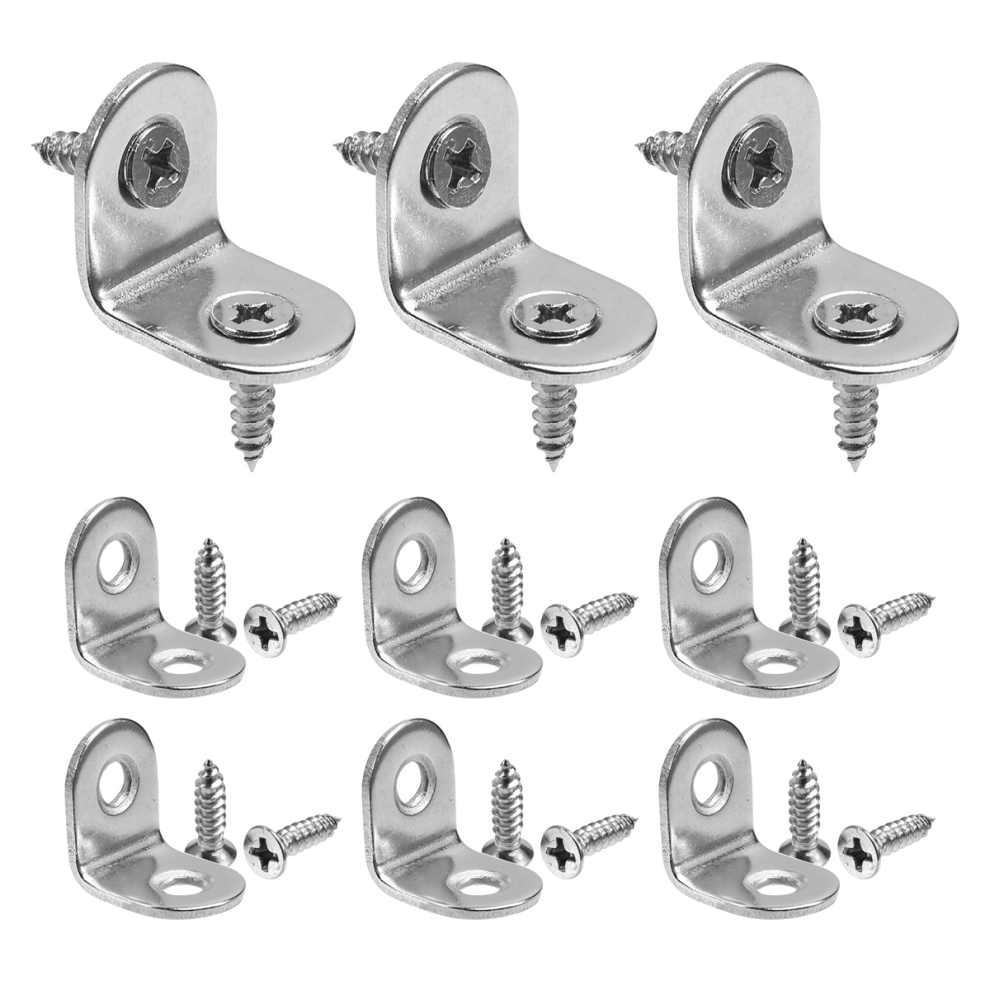 100Pcs L Brackets For Shelves Corner Wood Angle Bracket Stainless Steel With Screws Set 4853961884945