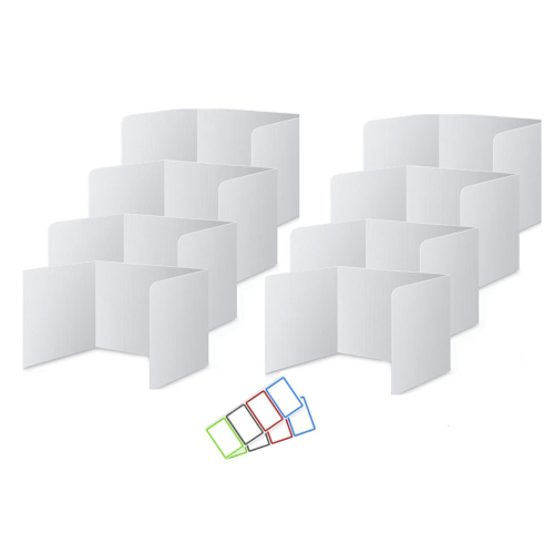 8 Pack Desk Dividers for Students, Waterproof Plastic Study Carrel Divider, Easy to Clean Privacy Classroom Shield White 1