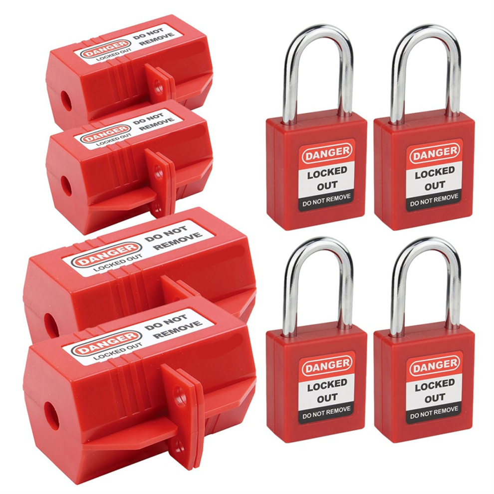 Plug Lock for Lockout Tag Kit, Cord 110 Volt and 220 Power Lock,Red Electrical Cover B-image-OPC-PJ8BWSJ-NEW