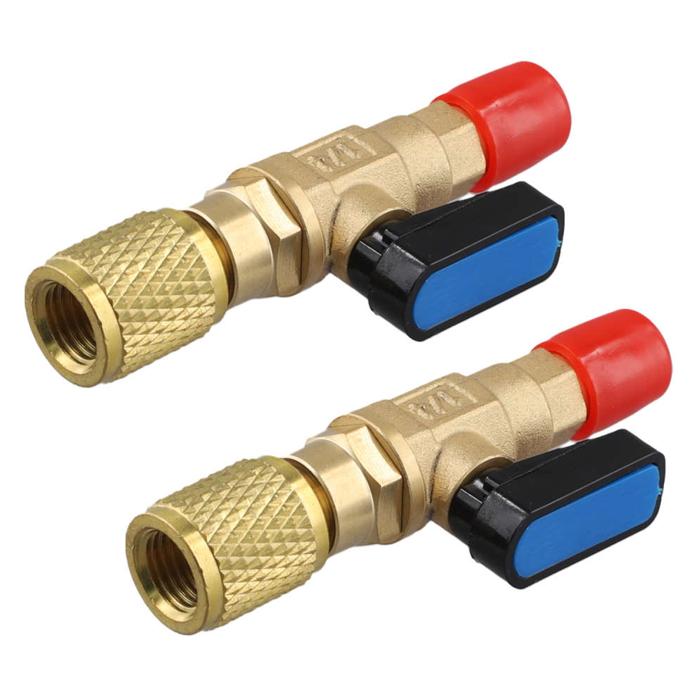 2Pc Refrigerant Compact Ball Valve Adapter 1/4In Sae 5/16In For R410a R134a R12 R22 Ac Hvac Hoses 4853961890120