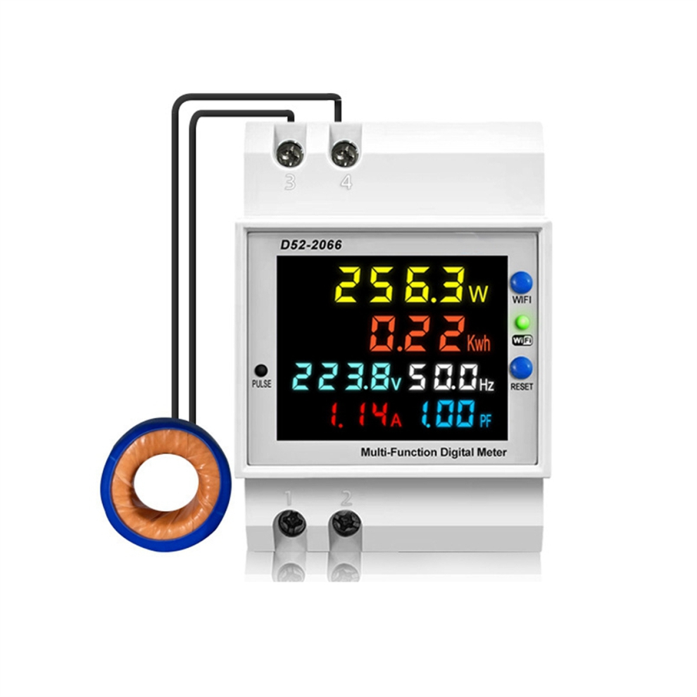 Tuya Wifi Intelligent Digital Display Electricity Meter Din-Rail Voltage Current Power Factor Frequency B 4853961895644