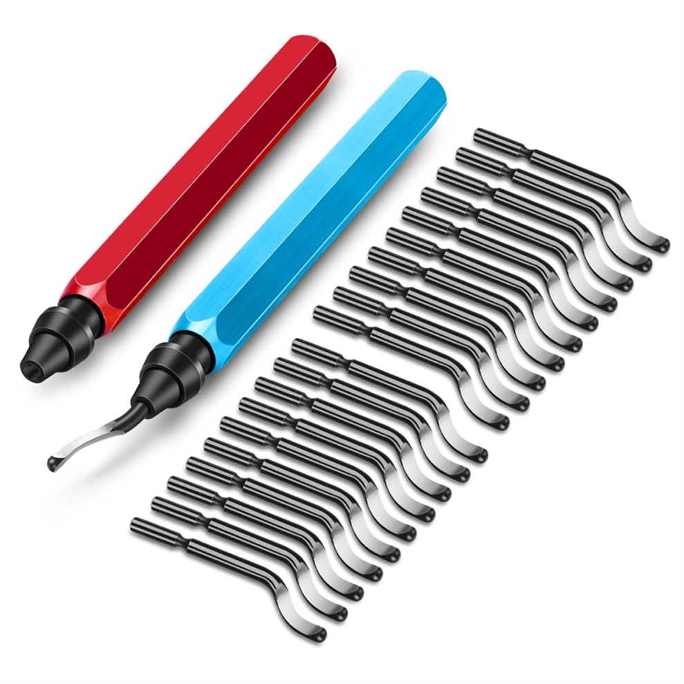 2Pcs Deburring Tool & 20Pcs Hss Blades, Burr Removal Reamer For Metal Resin Aluminum Copper Plastic 3D Printing 4853961895323
