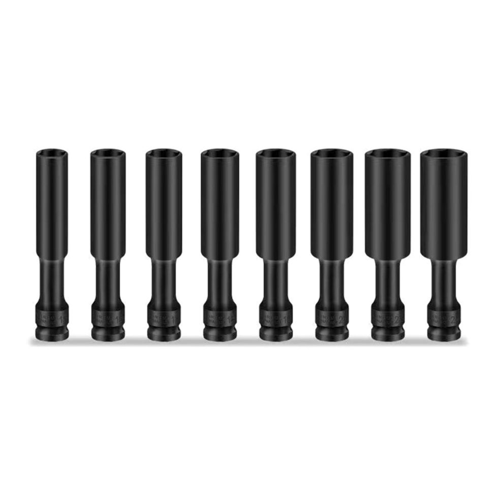 8Pcs 1/2 Drive Socket Head Impact Wrench Hex Adapter Spanner Converter 15Mm-24Mm Black 4853961894616