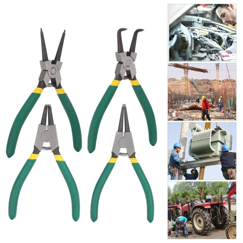 4 Piece Circlip Pliers Set, Includes Snap Circle for Mini Internal & External Use, Straight Bent Tips 2