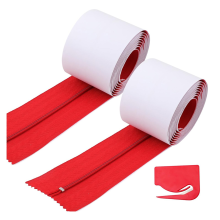 2pcs Dust Barrier Zipper,Instant Door Protection Self-Adhesive Tarp Double Zipper Blade Construction Red
