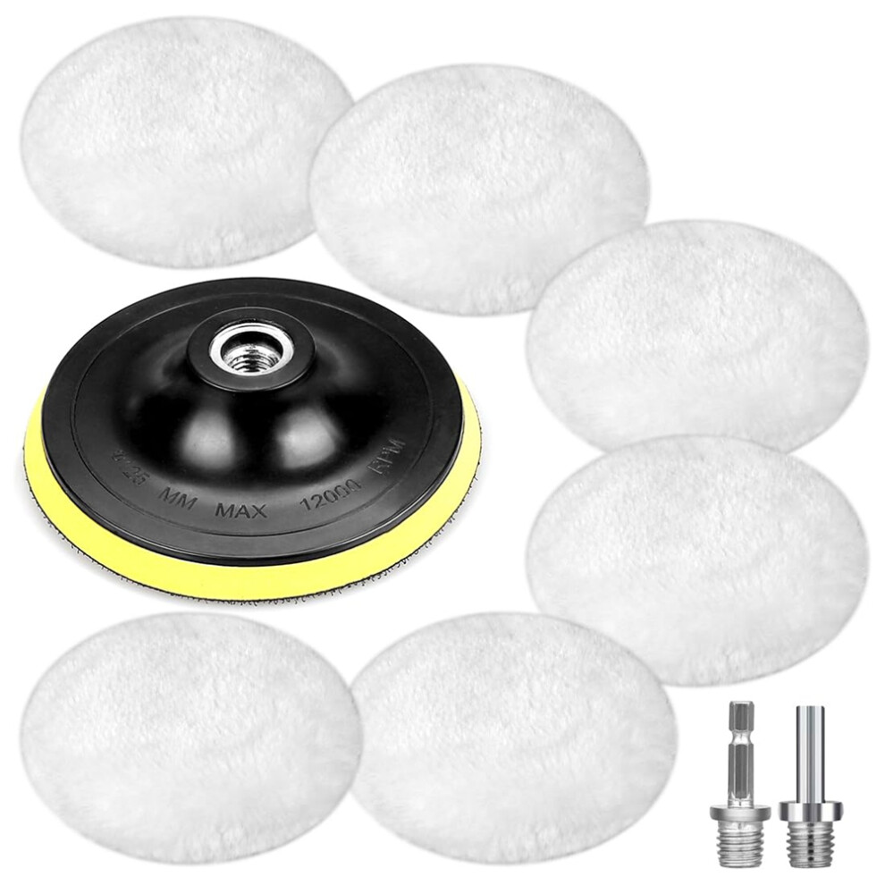 Angle Grinder Polishing Hood 125Mm Disc Pads,6Pcs Wool Attachment 4853961898355