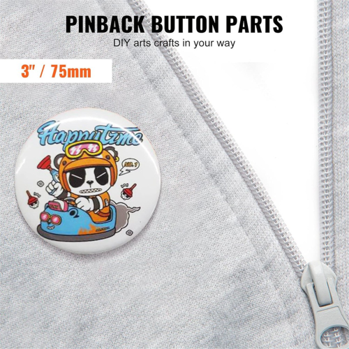 200 Sets 3 Inch 75mm Pin Back Button Parts for Maker Machine, DIY Round Badge 1