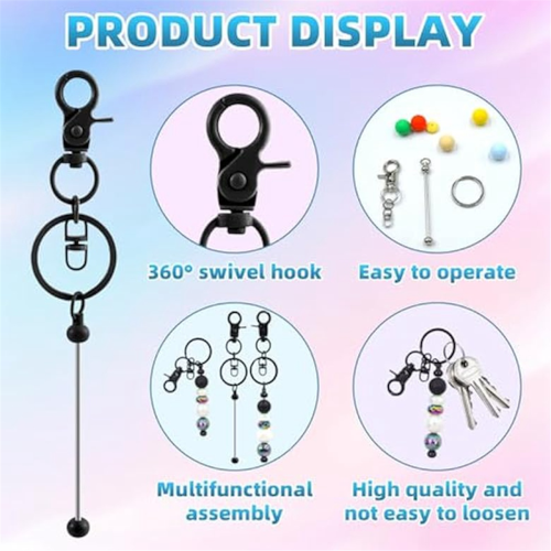 20Pcs Beadable Keychains Bars-DIY Blank Keychains- Keychain Bars for Beads Making Kit 2